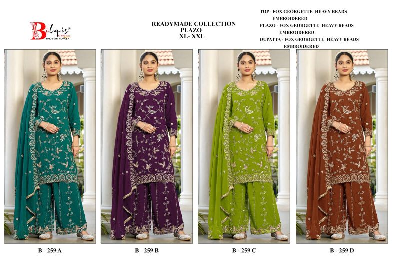 Bilqis B 259 A To D Faux Georgette Embroidered Salwar Kameez — Wholesale Kurtis, Vardan Ethnic wholesale from Surat — view 9
