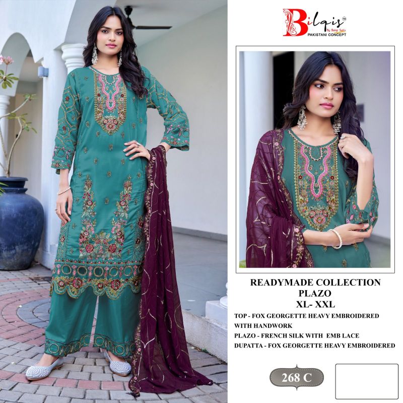 Bilqis B 268 A to D Faux Georgette Embroidered Salwar Kameez — Wholesale Kurtis, Vardan Ethnic wholesale from Surat — view 3