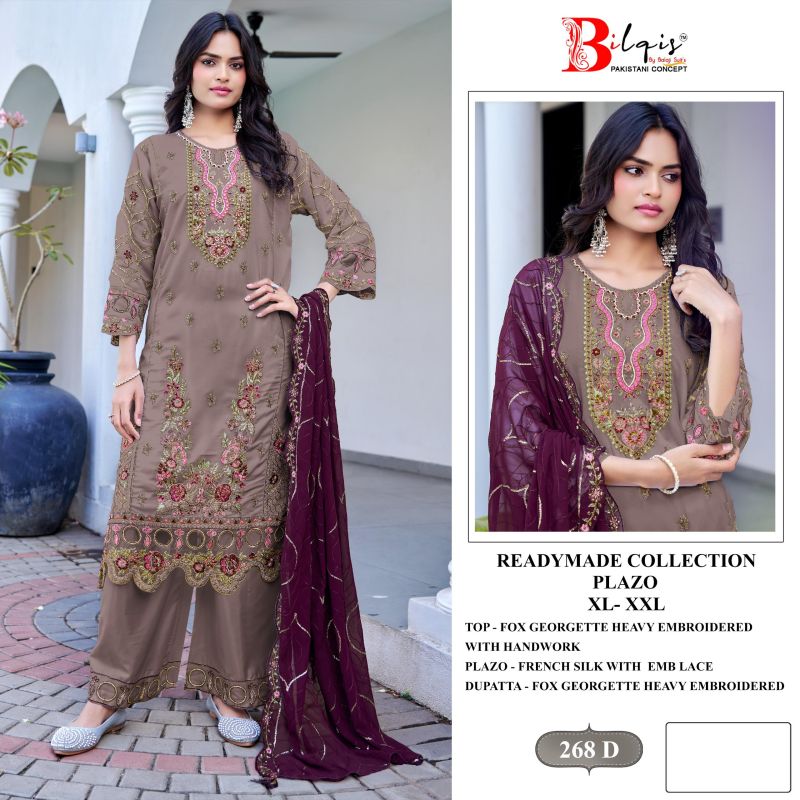Bilqis B 268 A to D Faux Georgette Embroidered Salwar Kameez — Wholesale Kurtis, Vardan Ethnic wholesale from Surat — view 4