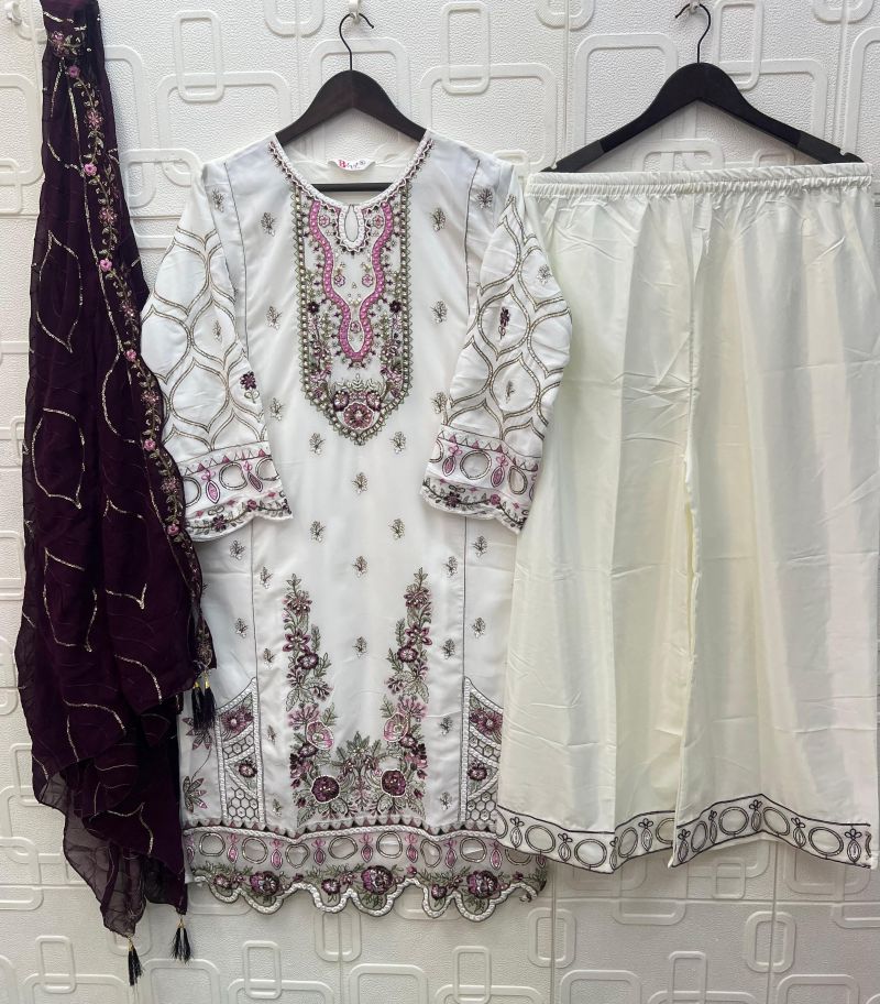 Bilqis B 268 A to D Faux Georgette Embroidered Salwar Kameez — Wholesale Kurtis, Vardan Ethnic wholesale from Surat — view 5