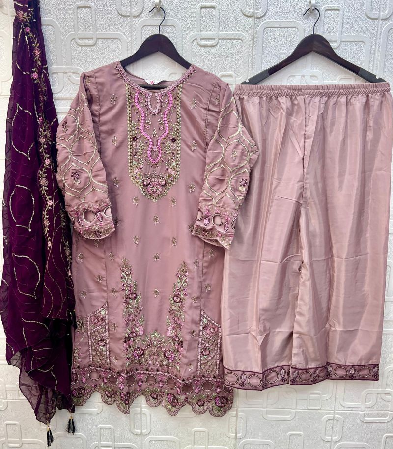 Bilqis B 268 A to D Faux Georgette Embroidered Salwar Kameez — Wholesale Kurtis, Vardan Ethnic wholesale from Surat — view 8