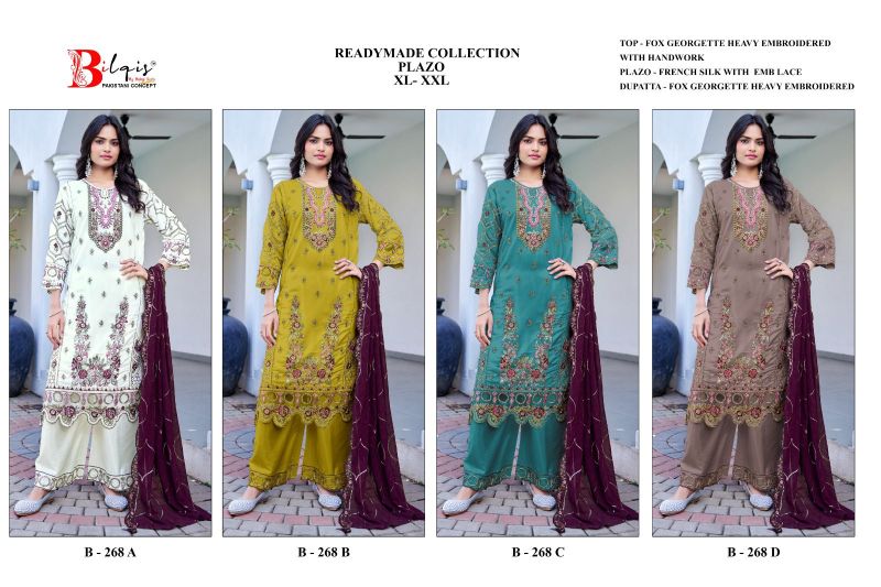 Bilqis B 268 A to D Faux Georgette Embroidered Salwar Kameez — Wholesale Kurtis, Vardan Ethnic wholesale from Surat — view 9