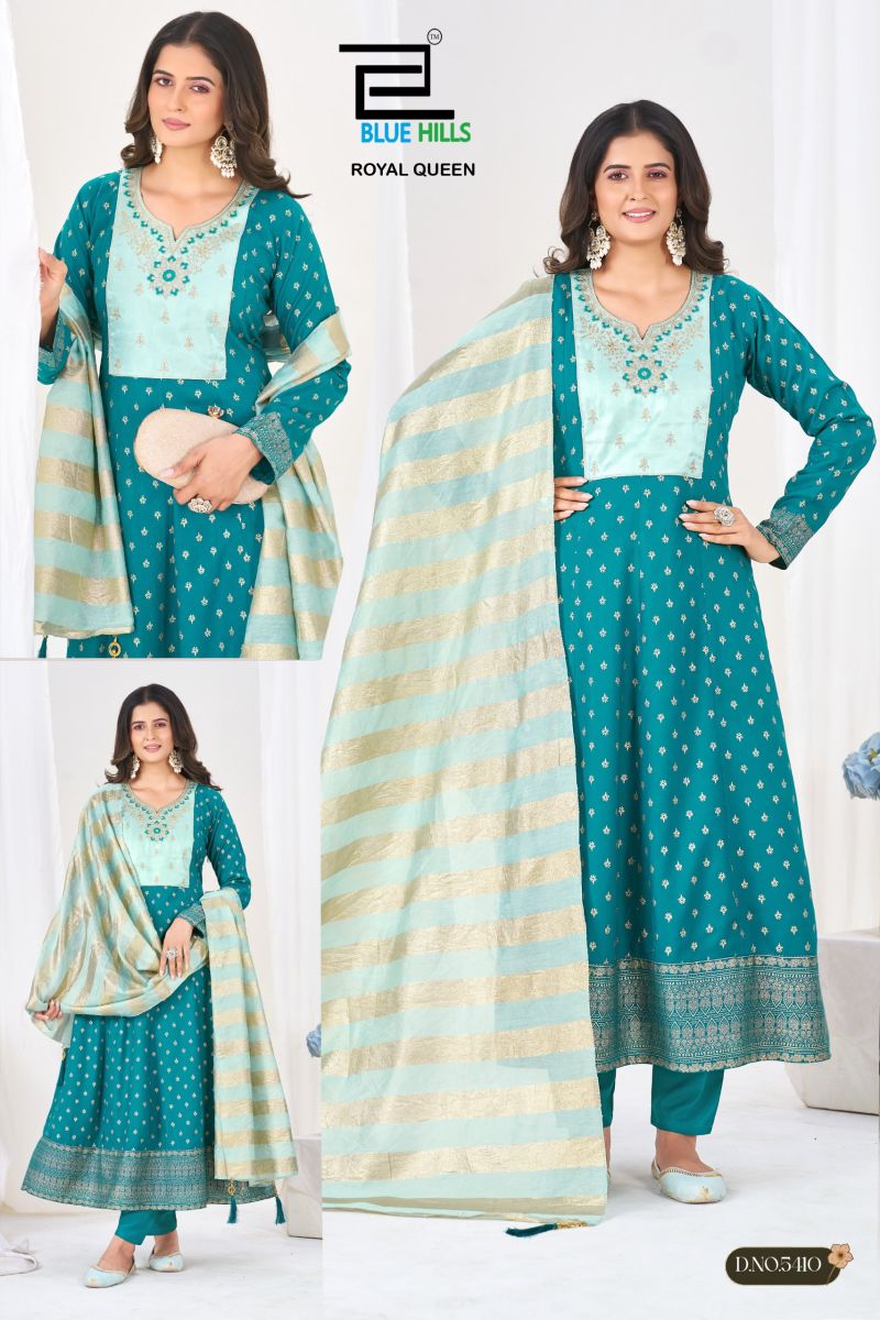 Blue Hills Royal Queen RayonThread Work Kurti With Bottom Dupatta Set — Rayon Kurti, Blue Hills wholesale from Surat — view 3