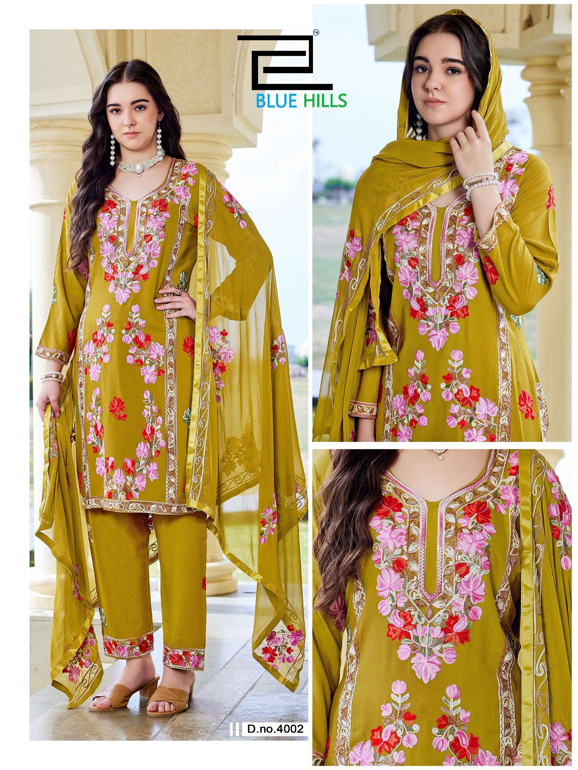 lue Hills Amanat Rayon Fancy Work Ladies 3-Piece Suit Catalog