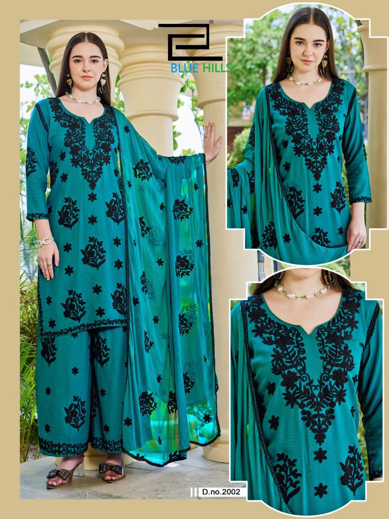 Blue Hills Black Bunny Vol 30 Rayon With Thread Work Kurti Set — Rayon Kurti, MPA wholesale from Surat — view 5