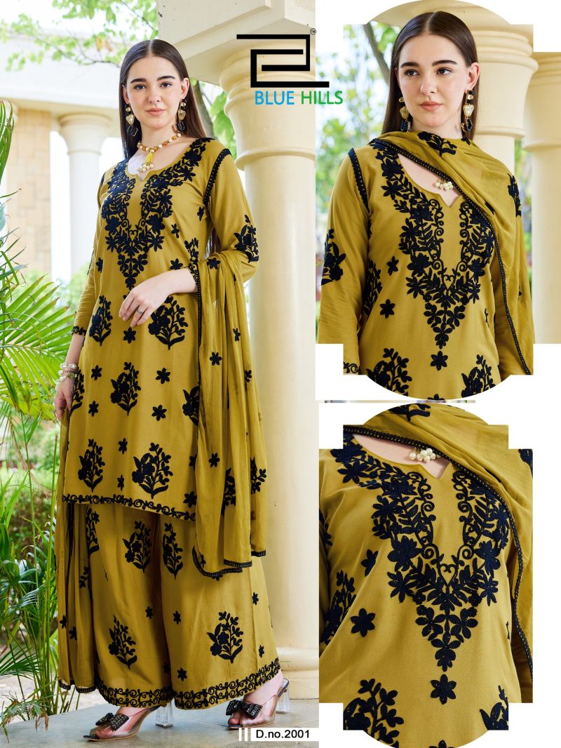 Blue Hills Black Bunny Vol 30 Rayon With Thread Work Kurti Set — Rayon Kurti, MPA wholesale from Surat — view 4