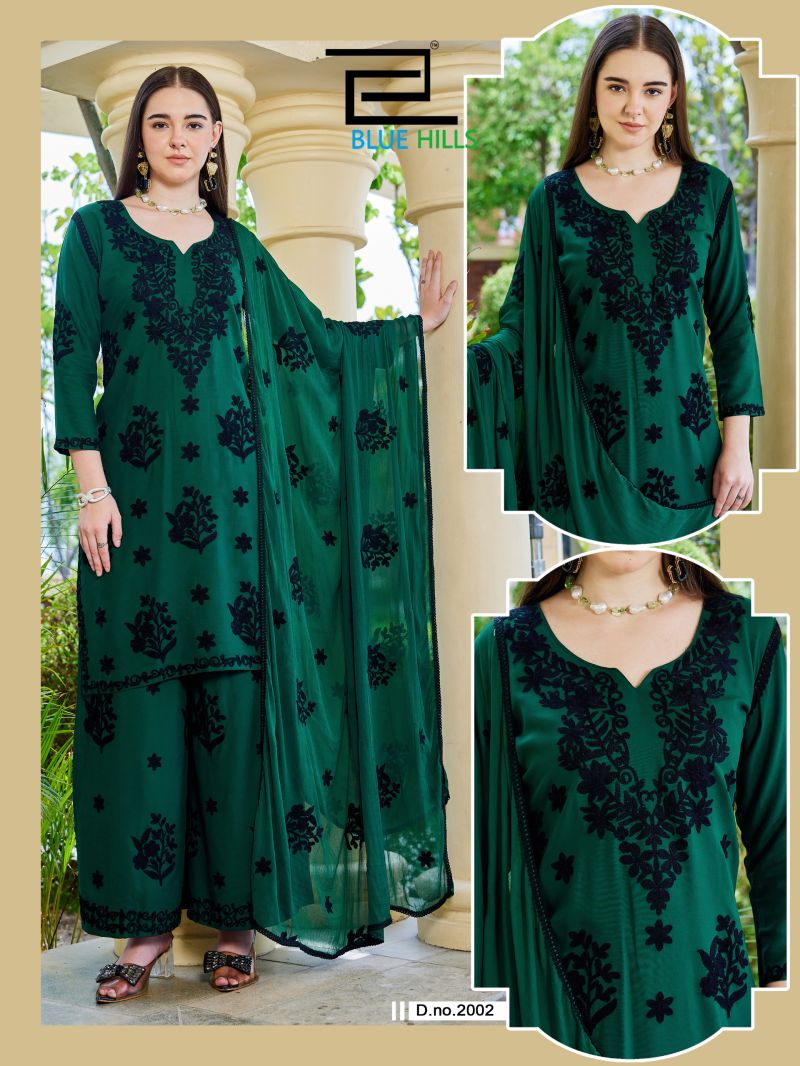 Blue Hills Black Bunny Vol 30 Rayon With Thread Work Kurti Set — Rayon Kurti, MPA wholesale from Surat — view 3