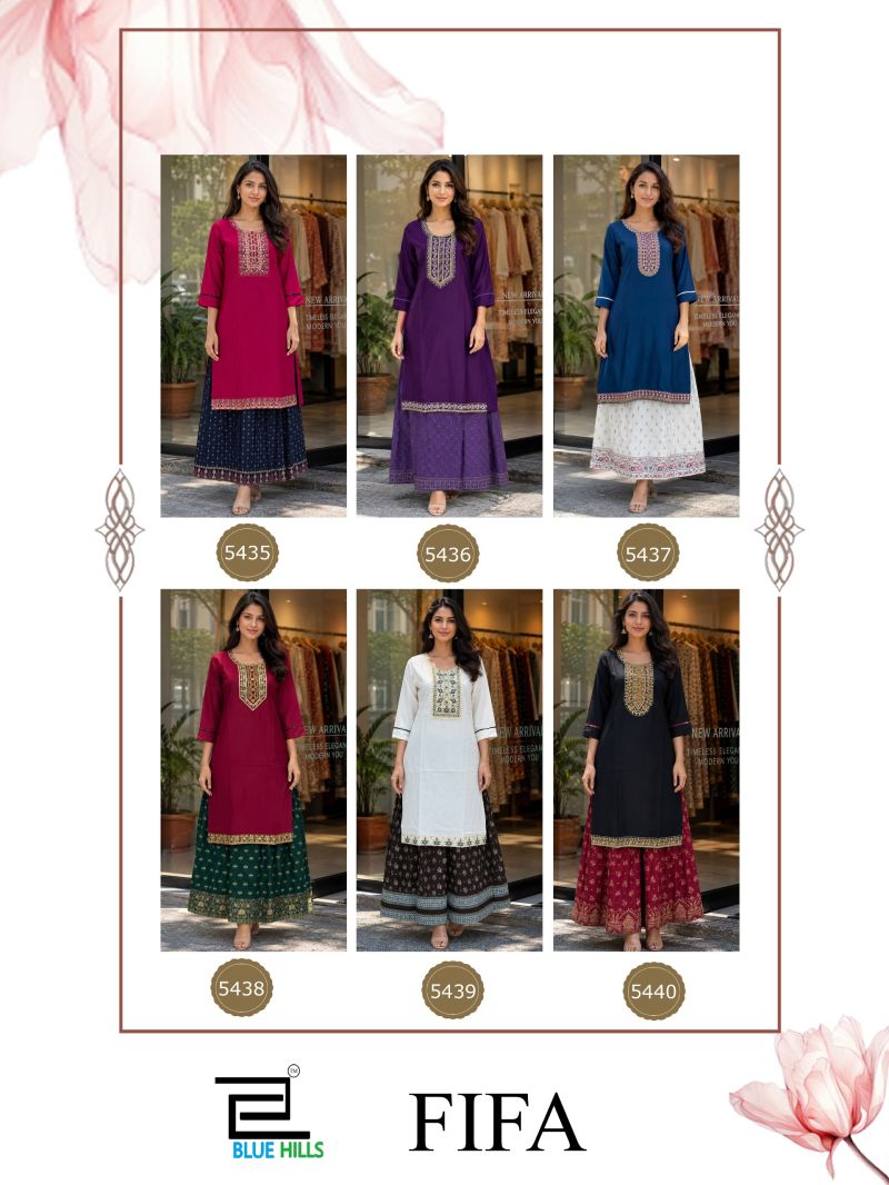 Blue Hills Fifa Embroidered Kurti With Skirt Collection — Wholesale Kurtis, Blue Hills wholesale from Surat — view 7