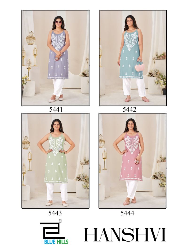 Blue Hills Hanshvi Rayon Thread Work Kurti With Bottom Set — Wholesale Kurtis, MPA wholesale from Surat — view 5