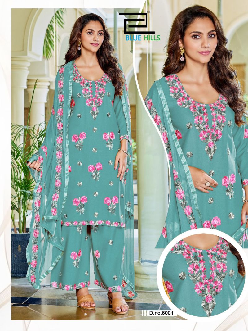 Blue Hills Jannat Vol 3 Rayon Embroidered Kurti With Bottom Dupatta Set