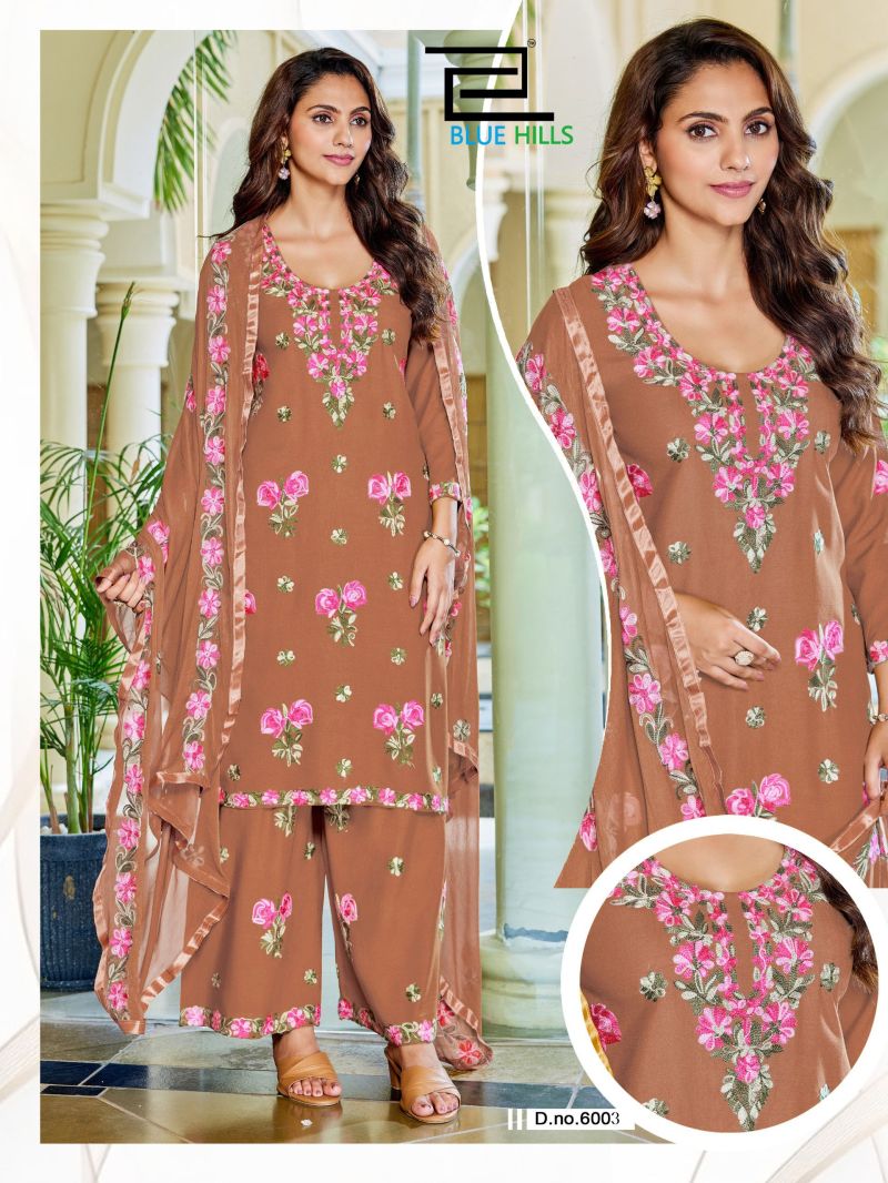 Blue Hills Jannat Vol 3 Rayon Embroidered Kurti With Bottom Dupatta Set — Wholesale Salwar Suits, Vardan Ethnic wholesale from Surat — view 4
