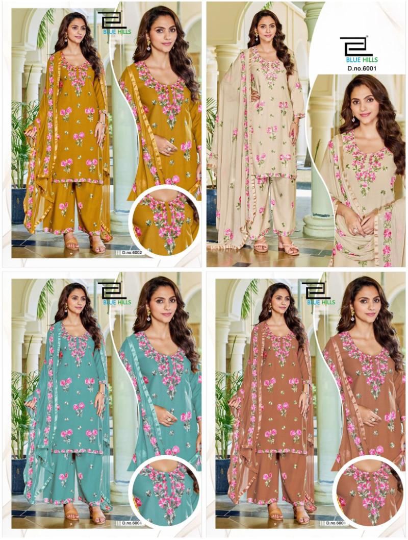 Blue Hills Jannat Vol 3 Rayon Embroidered Kurti With Bottom Dupatta Set — Wholesale Salwar Suits, Vardan Ethnic wholesale from Surat — view 5
