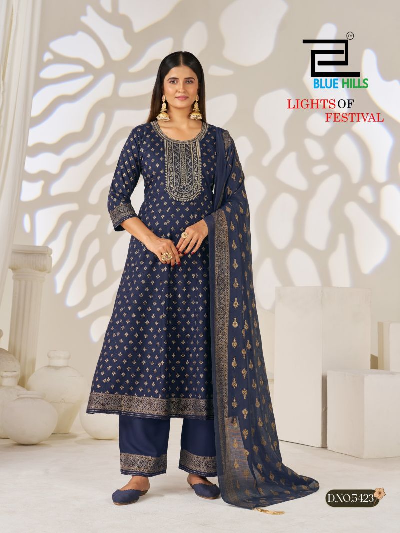 Blue Hills Lights Of Festival Plus Size Rayon  Kurti With Bottom Dupatta Set — Wholesale Readymade Suit, Blue Hills wholesale from Surat — view 6