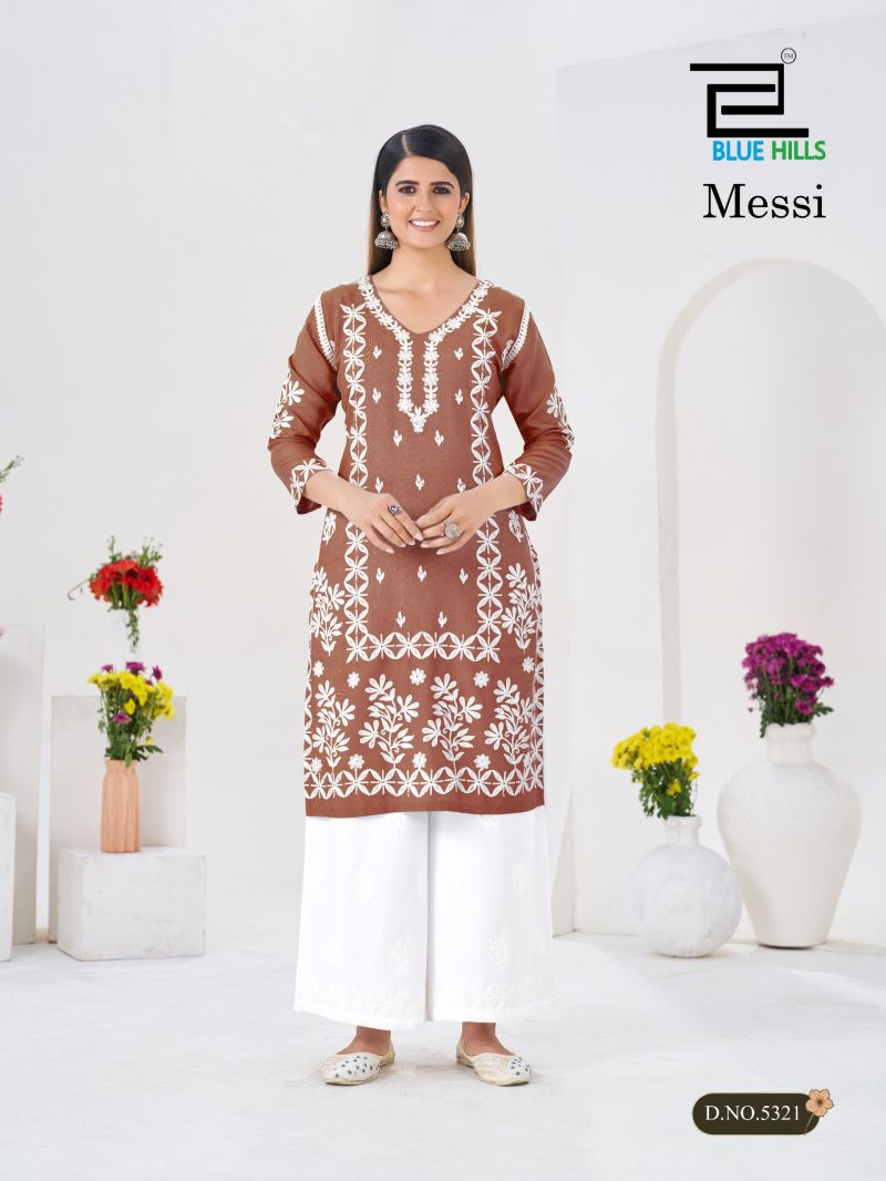 Blue Hills Messi Rayon Thread Work Kurti With bottom Set