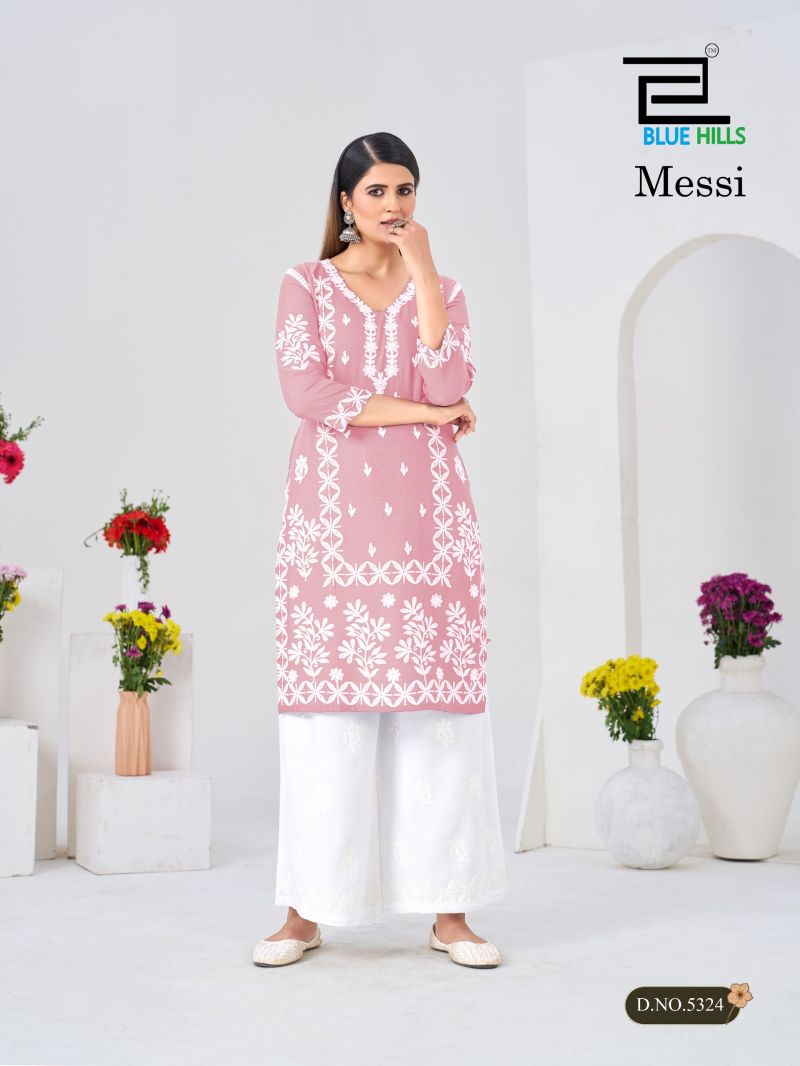 Blue Hills Messi Rayon Thread Work Kurti With bottom Set — Wholesale Kurtis, Blue Hills wholesale from Surat — view 11