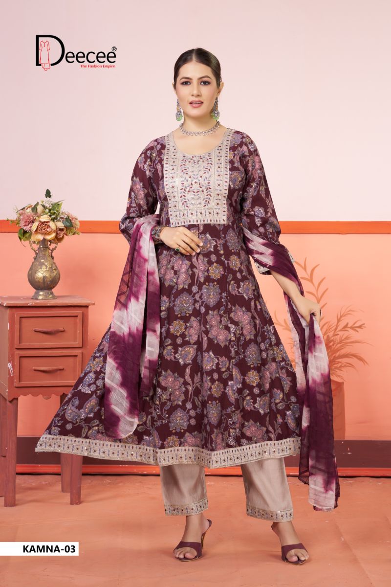 Deecee Kamna Vichitra Silk Embroidered Flared Kurti With Bottom Dupatta Set — Wholesale Readymade Suit, DEECEE wholesale from Surat — view 7