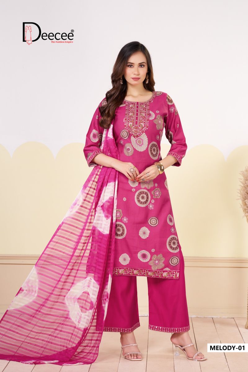Deecee Melody Barlin Print Embroidered Kurti With Bottom Dupatta Set — Wholesale Readymade Suit, DEECEE wholesale from Surat — view 6