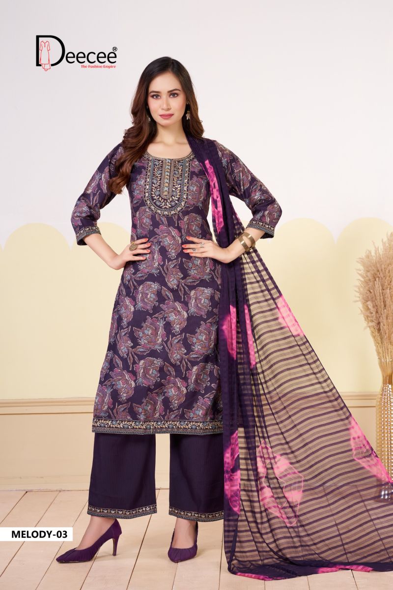 Deecee Melody Barlin Print Embroidered Kurti With Bottom Dupatta Set — Wholesale Readymade Suit, DEECEE wholesale from Surat — view 7