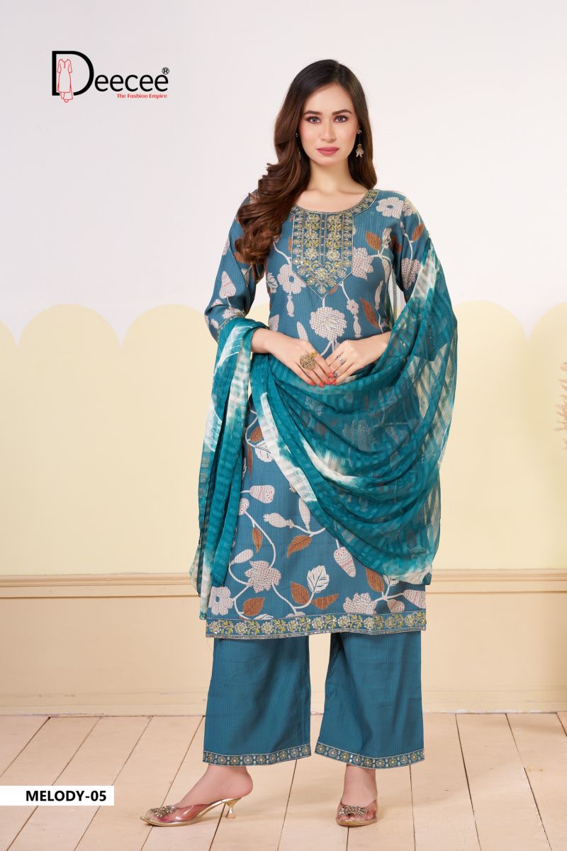 Deecee Melody Barlin Print Embroidered Kurti With Bottom Dupatta Set — Wholesale Readymade Suit, DEECEE wholesale from Surat — view 10