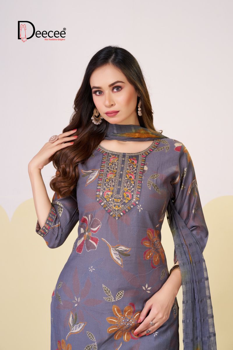 Deecee Melody Barlin Print Embroidered Kurti With Bottom Dupatta Set — Wholesale Readymade Suit, DEECEE wholesale from Surat — view 11