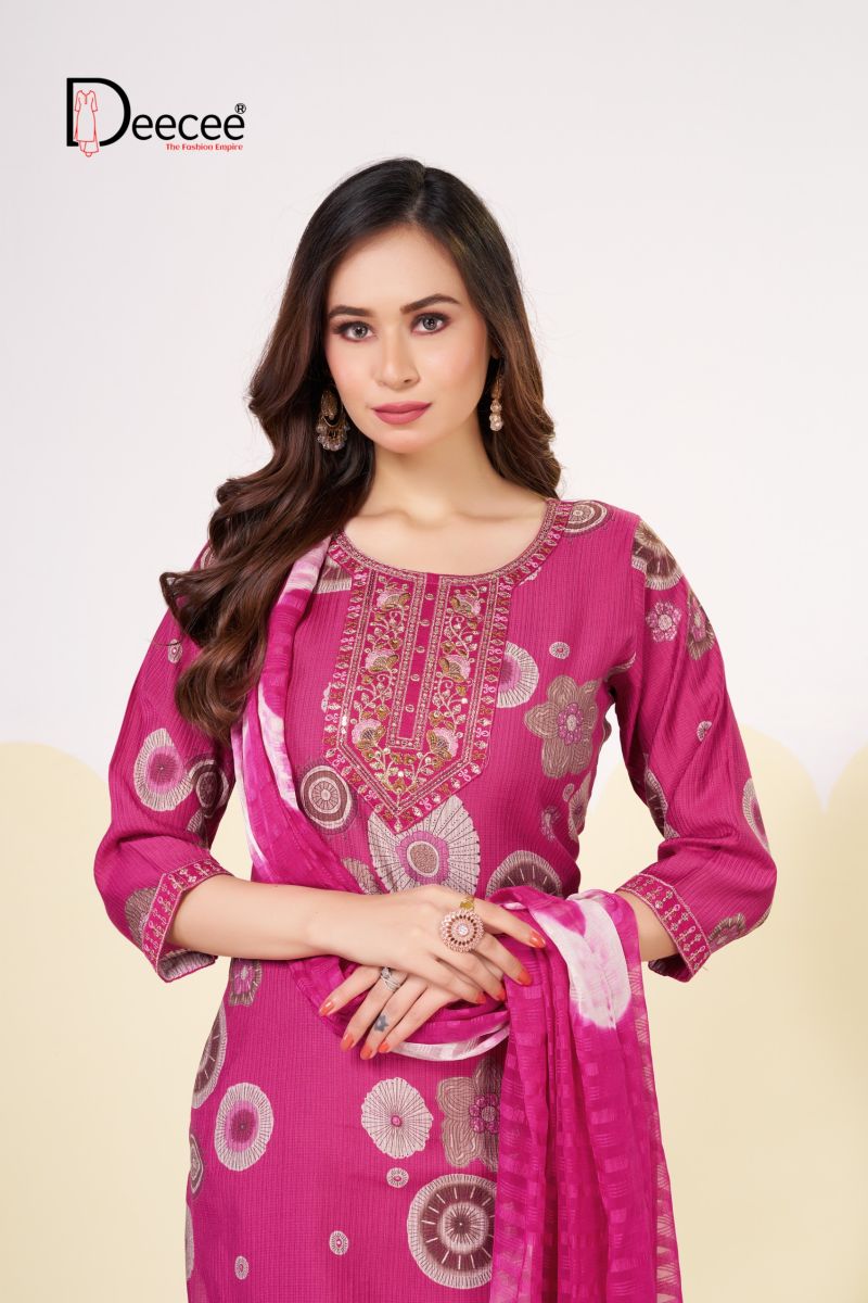 Deecee Melody Barlin Print Embroidered Kurti With Bottom Dupatta Set — Wholesale Readymade Suit, DEECEE wholesale from Surat — view 3