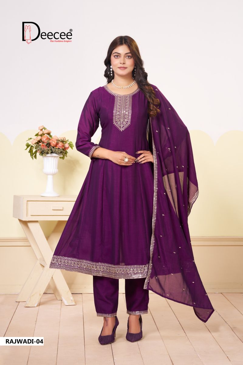 Deecee Rajwadi Vol 1 Vichitra Silk Embroidered Kurti With Bottom Dupatta Catalog