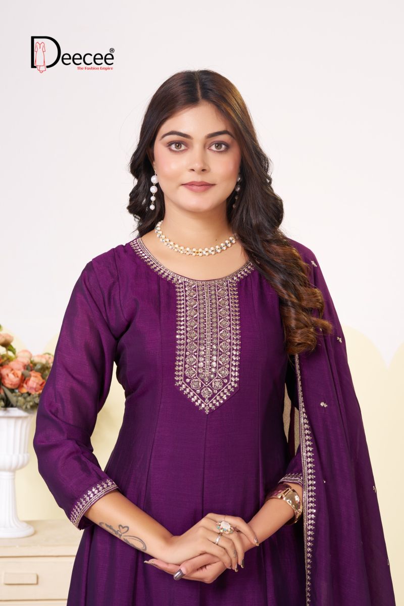 Deecee Rajwadi Vol 1 Vichitra Silk Embroidered Kurti With Bottom Dupatta Catalog — Wholesale Cotton Kurti Pant Set, DEECEE wholesale from Surat — view 2