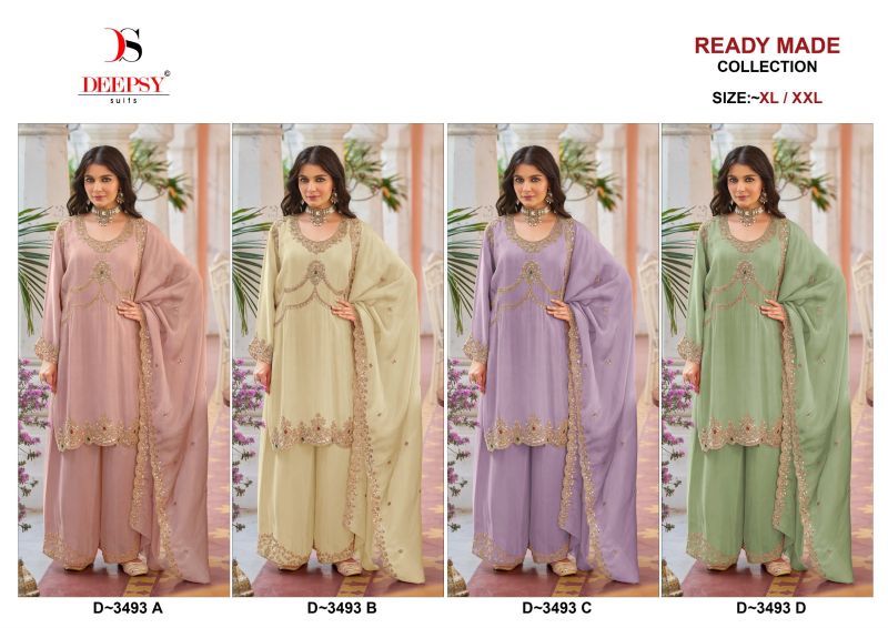 Deepsy D 3493 A To D Readymade Viscose Beats Work Salwar Kameez — Designer Readymade Suits, Deepsy Suit wholesale from Surat — view 2