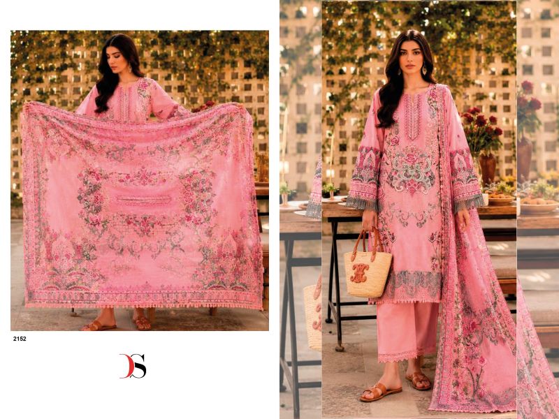 Deepsy Jade Bliss Lawn Vol 6 Chiffon Dupatta Cotton Patch Embroidered Salwar Kameez — Cotton Dress Material, Vardan Ethnic wholesale from Surat — view 4