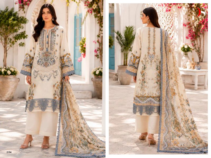 Deepsy Jade Bliss Lawn Vol 6 Chiffon Dupatta Cotton Patch Embroidered Salwar Kameez — Cotton Dress Material, Vardan Ethnic wholesale from Surat — view 5