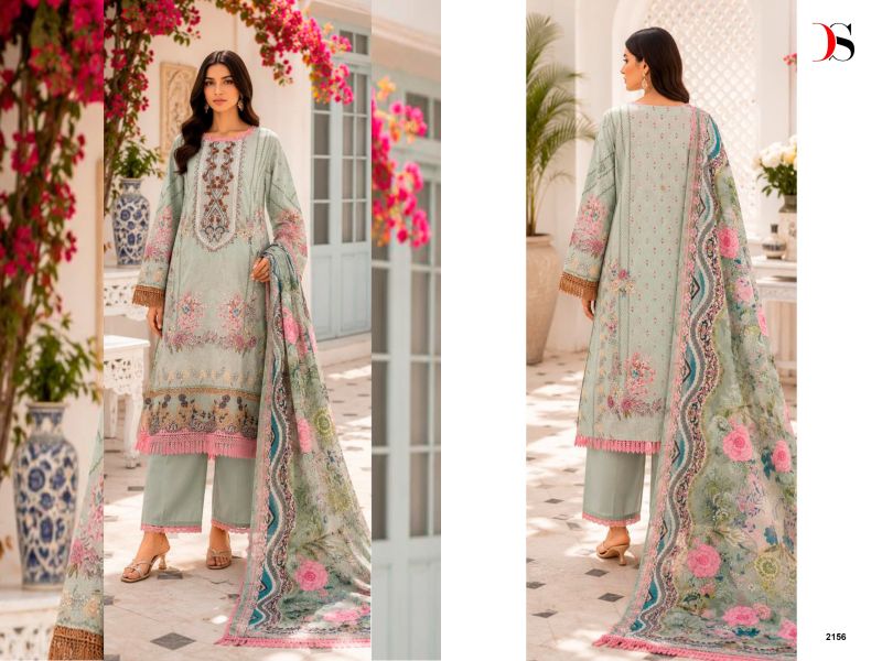 Deepsy Jade Bliss Lawn Vol 6 Chiffon Dupatta Cotton Patch Embroidered Salwar Kameez — Cotton Dress Material, Vardan Ethnic wholesale from Surat — view 6