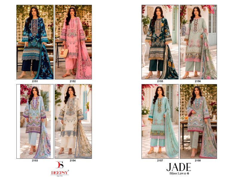 Deepsy Jade Bliss Lawn Vol 6 Chiffon Dupatta Cotton Patch Embroidered Salwar Kameez — Cotton Dress Material, Vardan Ethnic wholesale from Surat — view 9