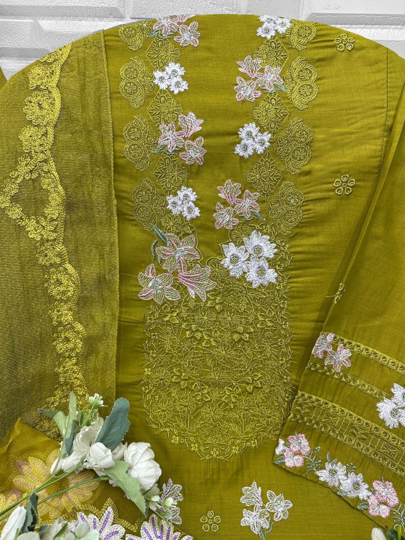Florent 1053 Cambric Cotton With Embroidered Salwar Kameez Dress Material — Wholesale Salwar Suits, Vardan Ethnic wholesale from Surat — view 3