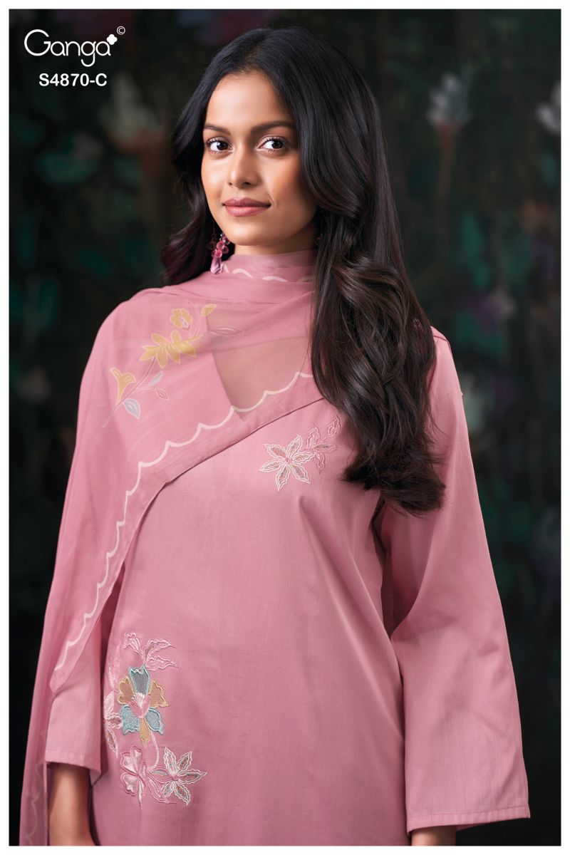 Ganga Amary 4870 Cotton Satin Embroidered Salwar Kameez Catalog — Wholesale Salwar Kameez, Vardan Ethnic wholesale from Surat — view 5