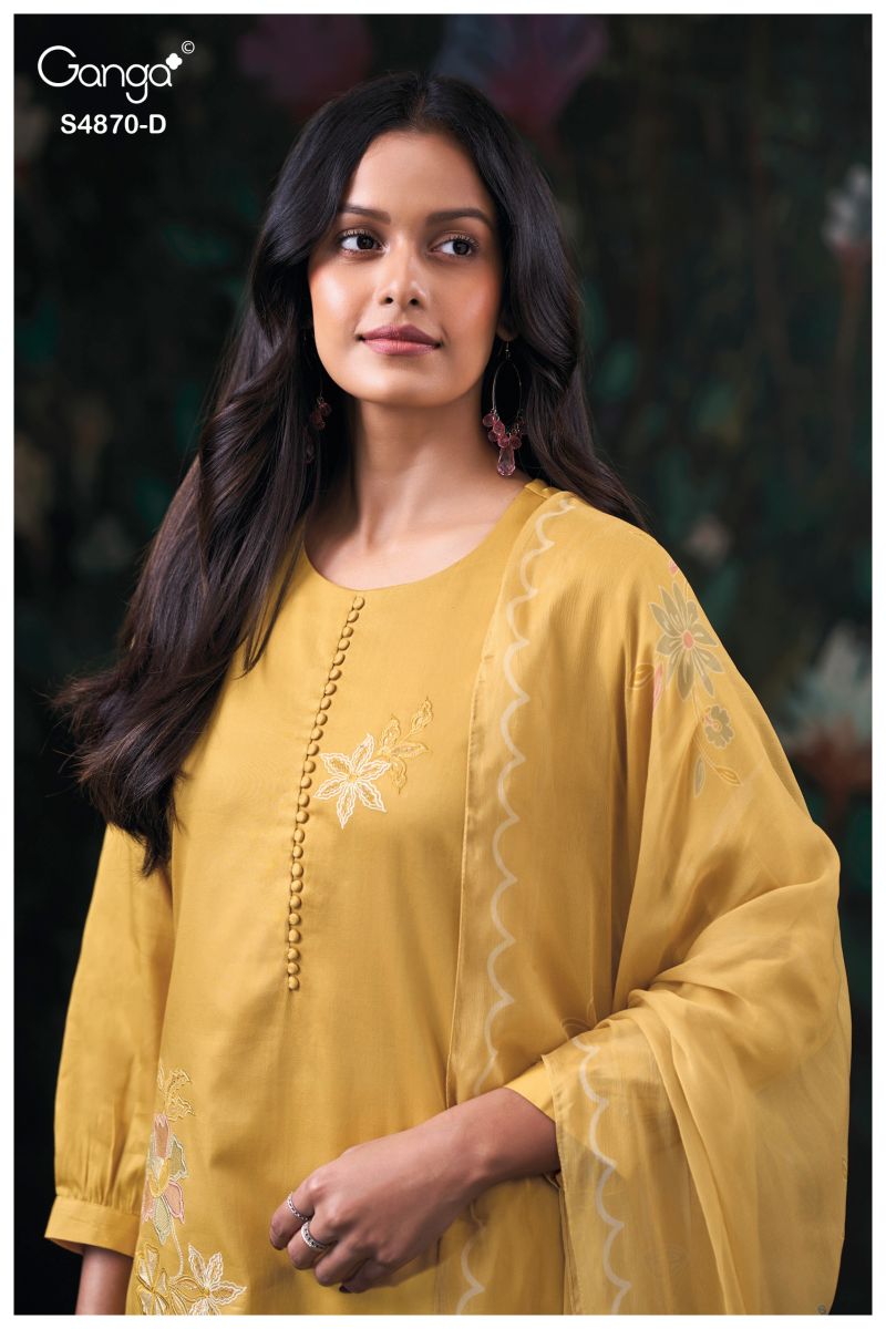 Ganga Amary 4870 Cotton Satin Embroidered Salwar Kameez Catalog — Wholesale Salwar Kameez, Vardan Ethnic wholesale from Surat — view 8