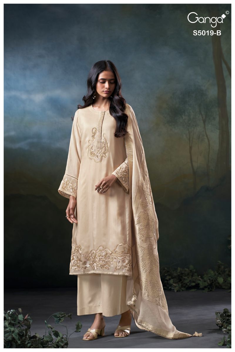 Ganga Anshika 5019 Bemberg Silk Embroidered Salwar Kameez Catalog — Wholesale Salwar Suits, Ganga wholesale from Surat — view 2