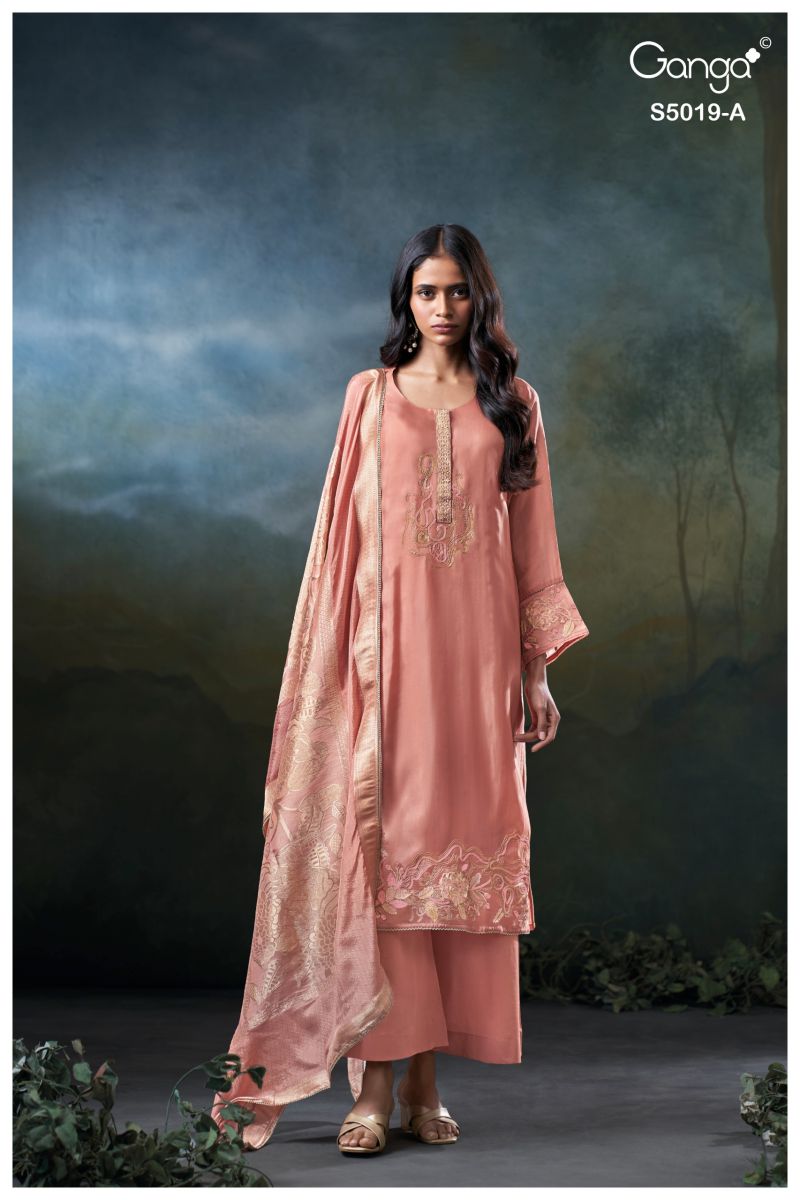 Ganga Anshika 5019 Bemberg Silk Embroidered Salwar Kameez Catalog — Wholesale Salwar Suits, Ganga wholesale from Surat — view 3