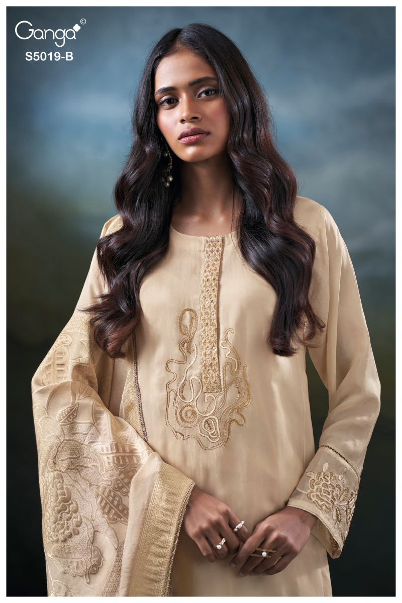 Ganga Anshika 5019 Bemberg Silk Embroidered Salwar Kameez Catalog — Wholesale Salwar Suits, Ganga wholesale from Surat — view 4