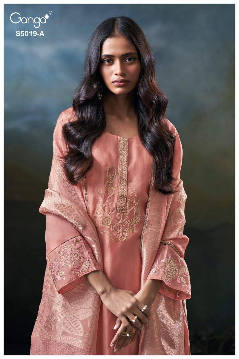 Ganga Anshika 5019 Bemberg Silk Embroidered Salwar Kameez Catalog
