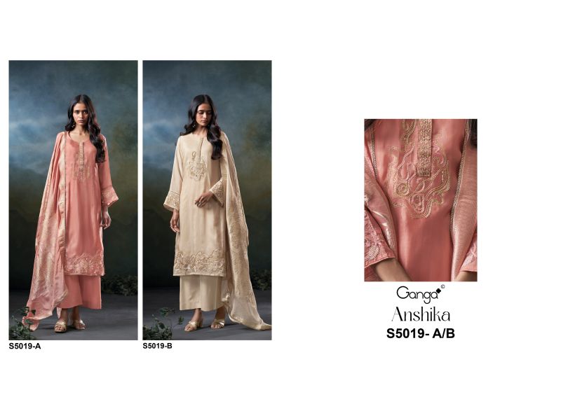 Ganga Anshika 5019 Bemberg Silk Embroidered Salwar Kameez Catalog — Wholesale Salwar Suits, Ganga wholesale from Surat — view 6