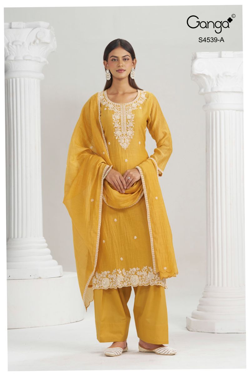 Ganga Aparna 4539 Banarasi Mul Beads Embroidered Salwar Suit — Wholesale Salwar Suits, Ganga wholesale from Surat — view 9