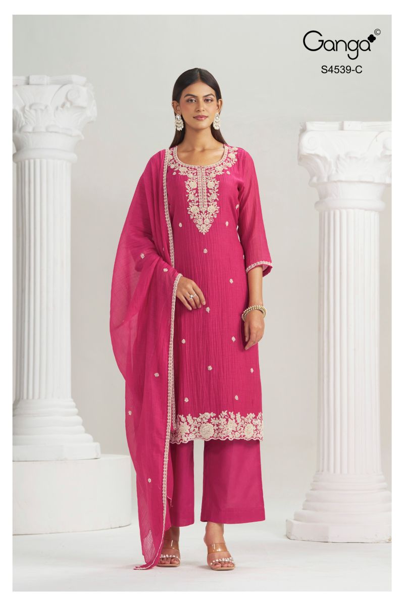 Ganga Aparna 4539 Banarasi Mul Beads Embroidered Salwar Suit — Wholesale Salwar Suits, Ganga wholesale from Surat — view 8