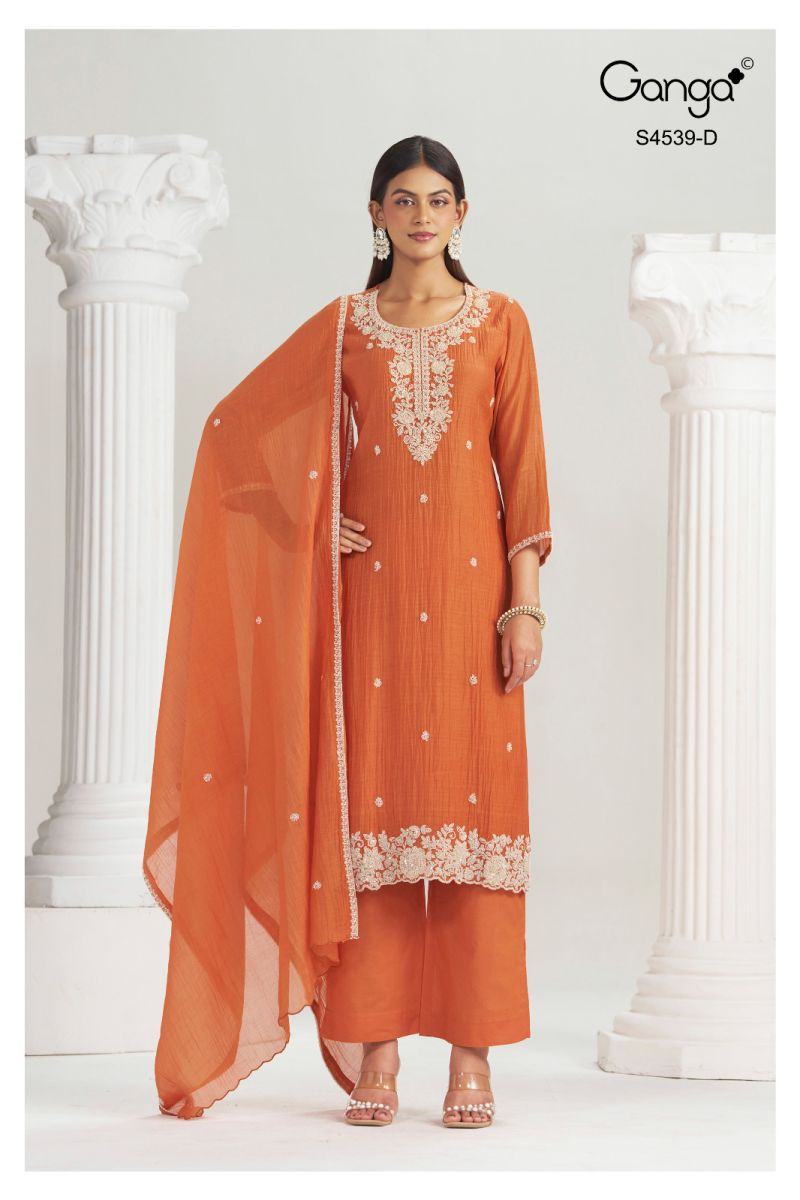 Ganga Aparna 4539 Banarasi Mul Beads Embroidered Salwar Suit — Wholesale Salwar Suits, Ganga wholesale from Surat — view 7