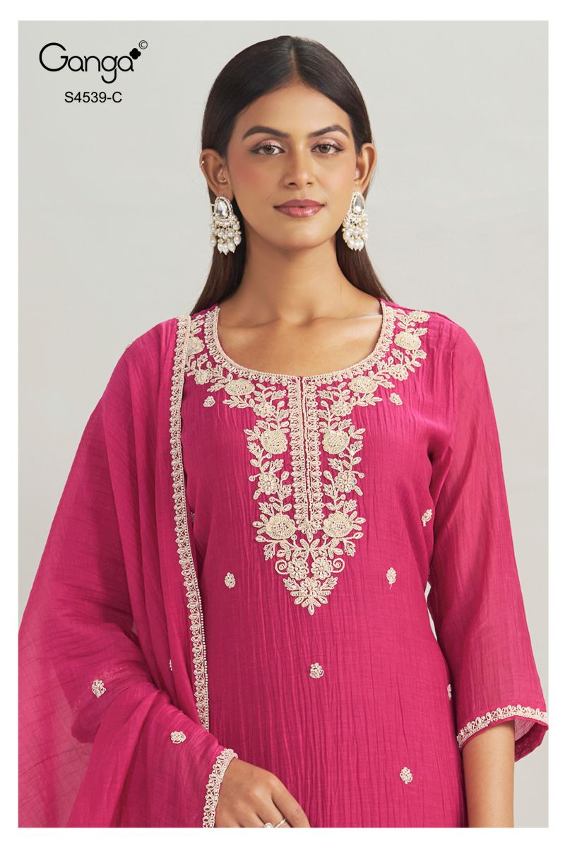 Ganga Aparna 4539 Banarasi Mul Beads Embroidered Salwar Suit — Wholesale Salwar Suits, Ganga wholesale from Surat — view 6