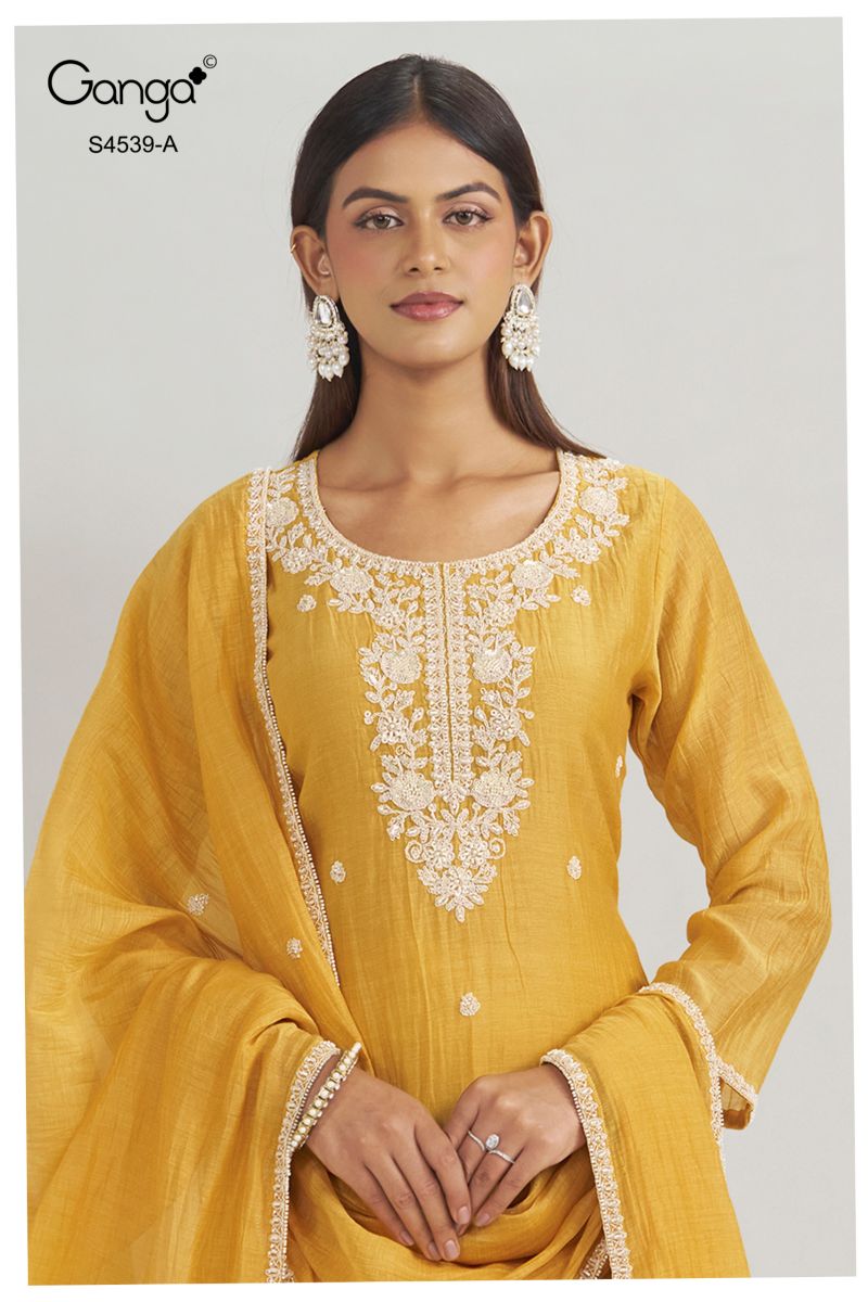 Ganga Aparna 4539 Banarasi Mul Beads Embroidered Salwar Suit — Wholesale Salwar Suits, Ganga wholesale from Surat — view 4