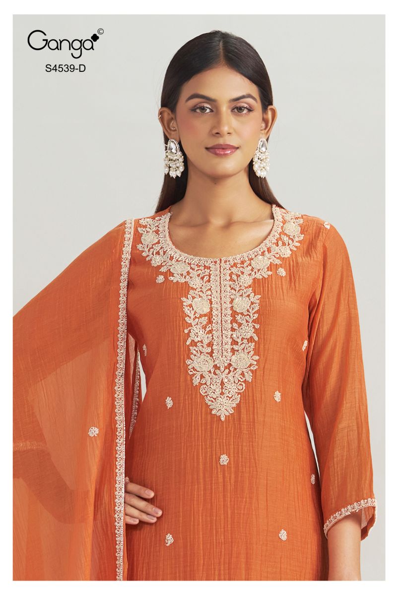Ganga Aparna 4539 Banarasi Mul Beads Embroidered Salwar Suit — Wholesale Salwar Suits, Ganga wholesale from Surat — view 3
