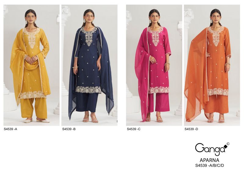 Ganga Aparna 4539 Banarasi Mul Beads Embroidered Salwar Suit — Wholesale Salwar Suits, Ganga wholesale from Surat — view 2