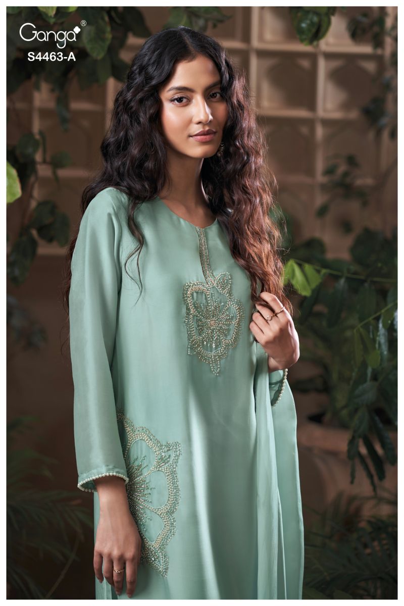 Ganga Aivoria 4463 Bemberg Silk Beads Embroidered Salwar Suit — Wholesale Salwar Suits, Ganga wholesale from Surat — view 3