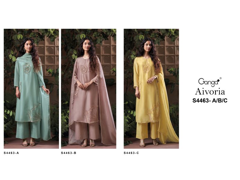 Ganga Aivoria 4463 Bemberg Silk Beads Embroidered Salwar Suit — Wholesale Salwar Suits, Ganga wholesale from Surat — view 8