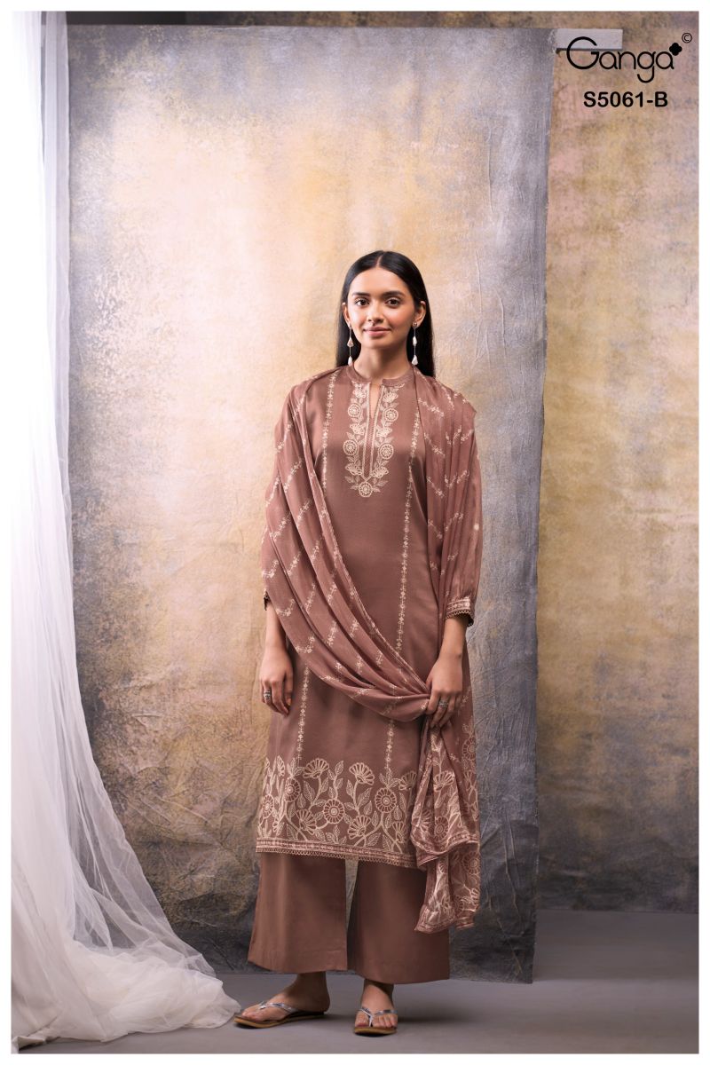 Ganga Ceysha 5061 Cotton Satin Print WIth Hand Work Salwar Kameez Catalog — Wholesale Readymade Suit, Ganga wholesale from Surat — view 2
